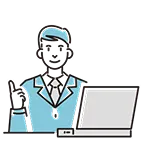 ノートパソコンを使っている男性のイラスト