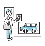 バスを待っている男性のイラスト